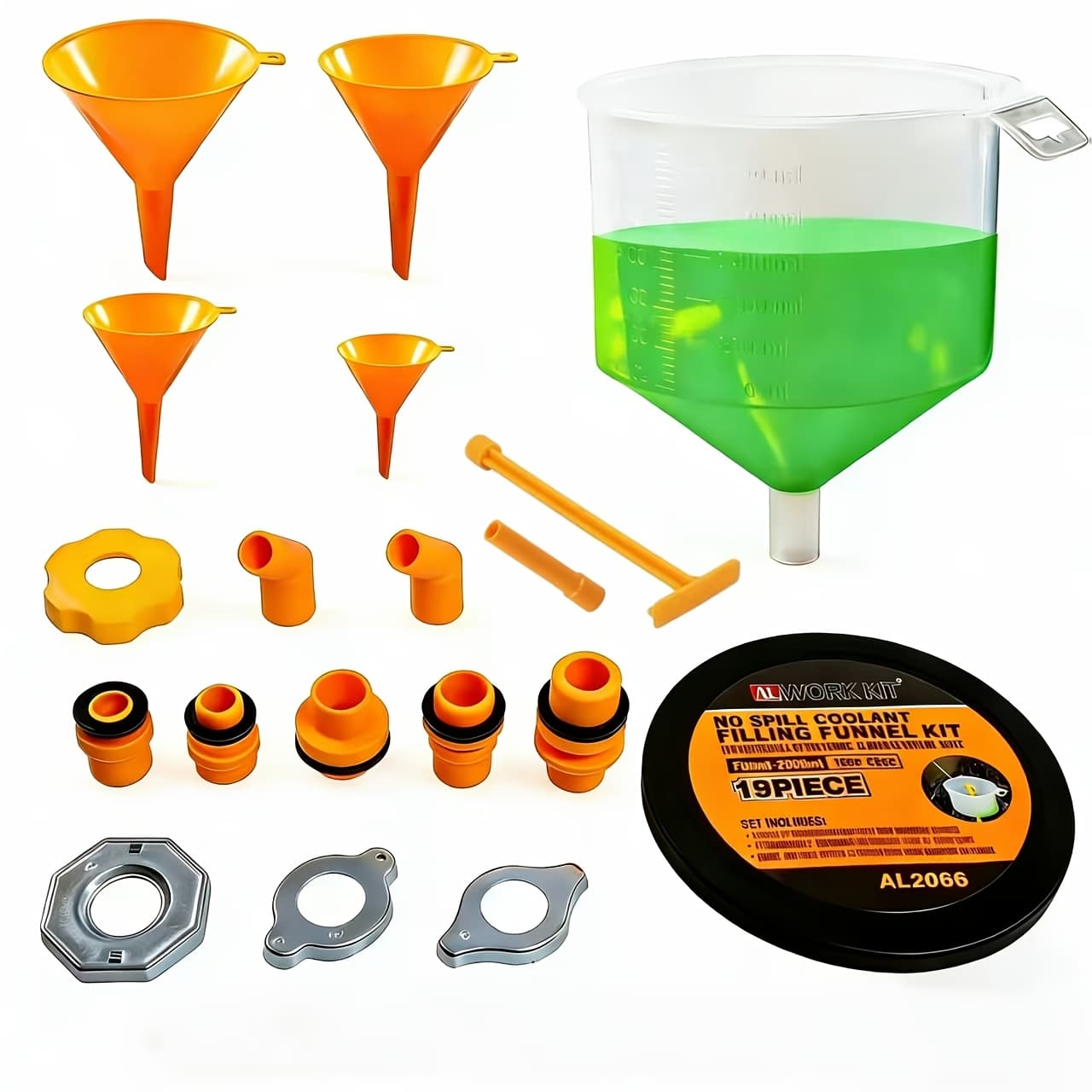 TEMU 19-piece 2000ml Funnel, Automotive Coolant Plastic Funnel, Anti-spill Universal Replaceable Spout Funnel, Liquid Dispenser