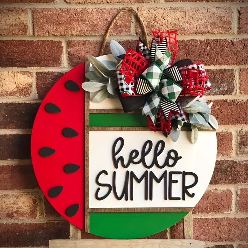 TEMU 3d Watermelon Door Hanger For Summer, Front Entrance Decor, Wreath For Porch, Home Decoration, Seasonal Decor, Front Door Signage, Farmhouse Present