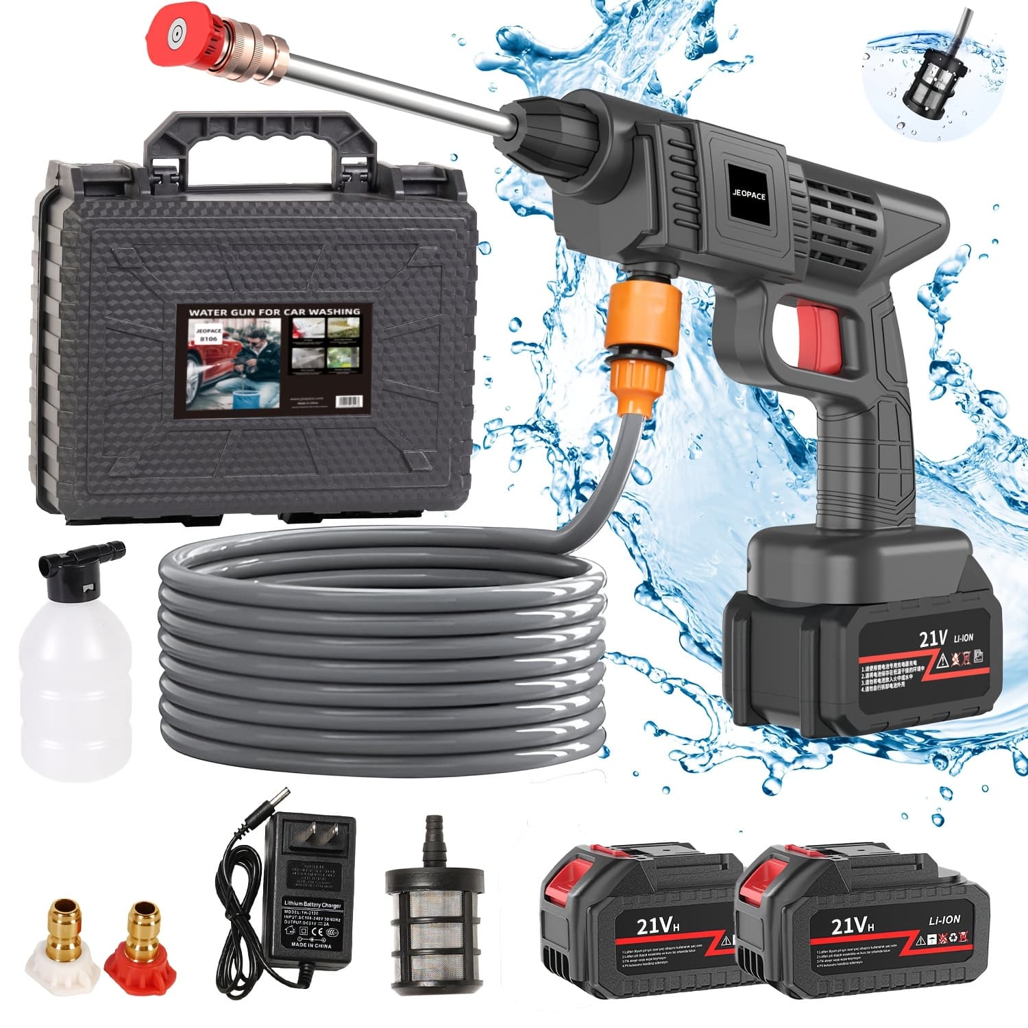 TEMU 1 Wireless High Pressure Water Gun, Portable Cordless Car Washing Tool, Powerful Car Washing Tool, Garden Hose Nozzle, Multi-functional Watering Tool, Suitable For Home, Garden, Car, Elevator..