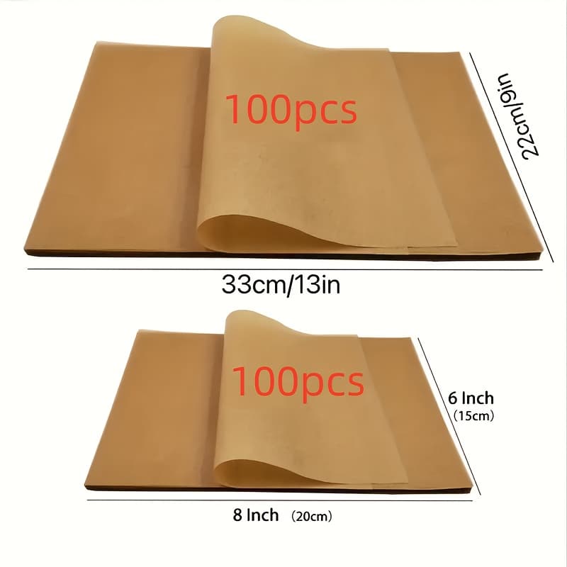 TEMU 100pcs Parchment Baking Sheets, Pre-cut Parchment Paper For Baking, Cooking, Grilling, Frying And Steaming - Unbleached, Kitchen Gadgets, , Household Kitchen Supplies