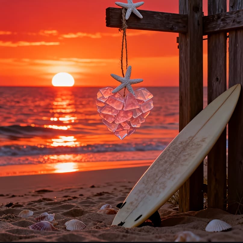 TEMU 2pcs Pink Heart Valentine's Day Decor Spring And Hanging Decor Beach Wedding Bedroom Bohemian Vintage Rustic Outdoor Garden Handmade Holiday Necklace Packaging Decor Birthday Gift