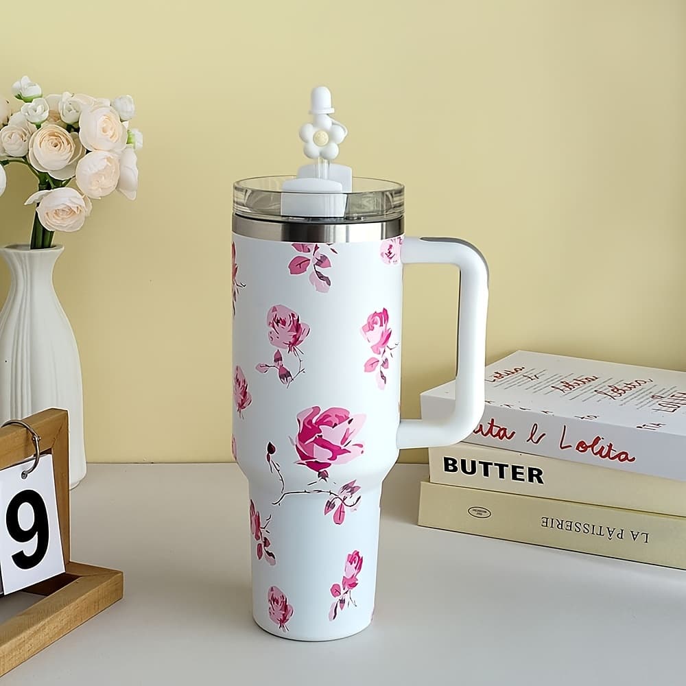 TEMU 40oz Tumbler With Handle | Insulated Coffee Mug Stainless Steel Travel Mug | Portable Travel Mug | Cold For 20 Hours