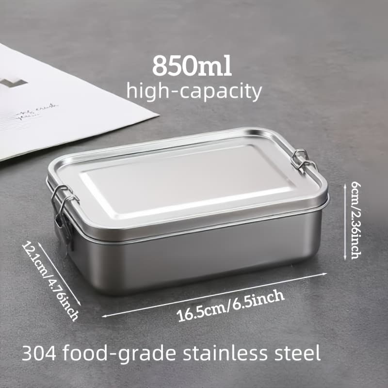 TEMU 304 Stainless Steel Double-layer Lunch Box With Compartments, Bento Box, Cross-border Student Square Outdoor Fresh-keeping Box Wholesale
