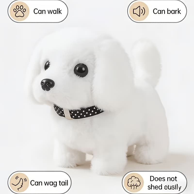 TEMU Interactive Electronic Plush Toy , & Tail, Realistic Simulation Pet, Soft Stuffed Dog For Kids, Birthday Christmas Gift