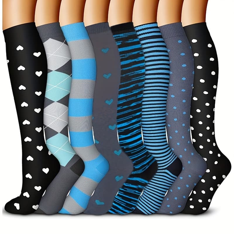 TEMU 8 Pairs Compression Socks For - Athletic Support Stockings For Running, Hiking, Cycling, Marathon, Work - Easter Gifts For , Mom, Dad