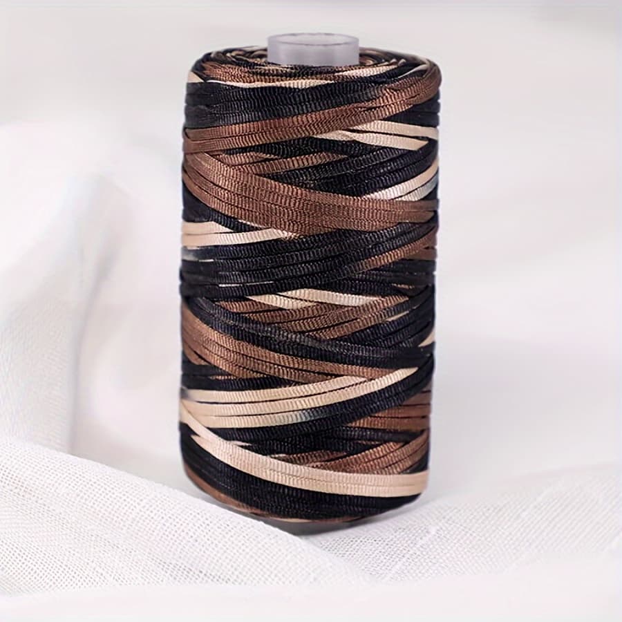 TEMU 2pcs 200g Mercerized Flat Ribbon Yarn, Colorful Gradient Nylon For Diy Crochet & Knitting - Perfect For Summer Hats, Bags, And Slippers, Handmade, Hollow Thread