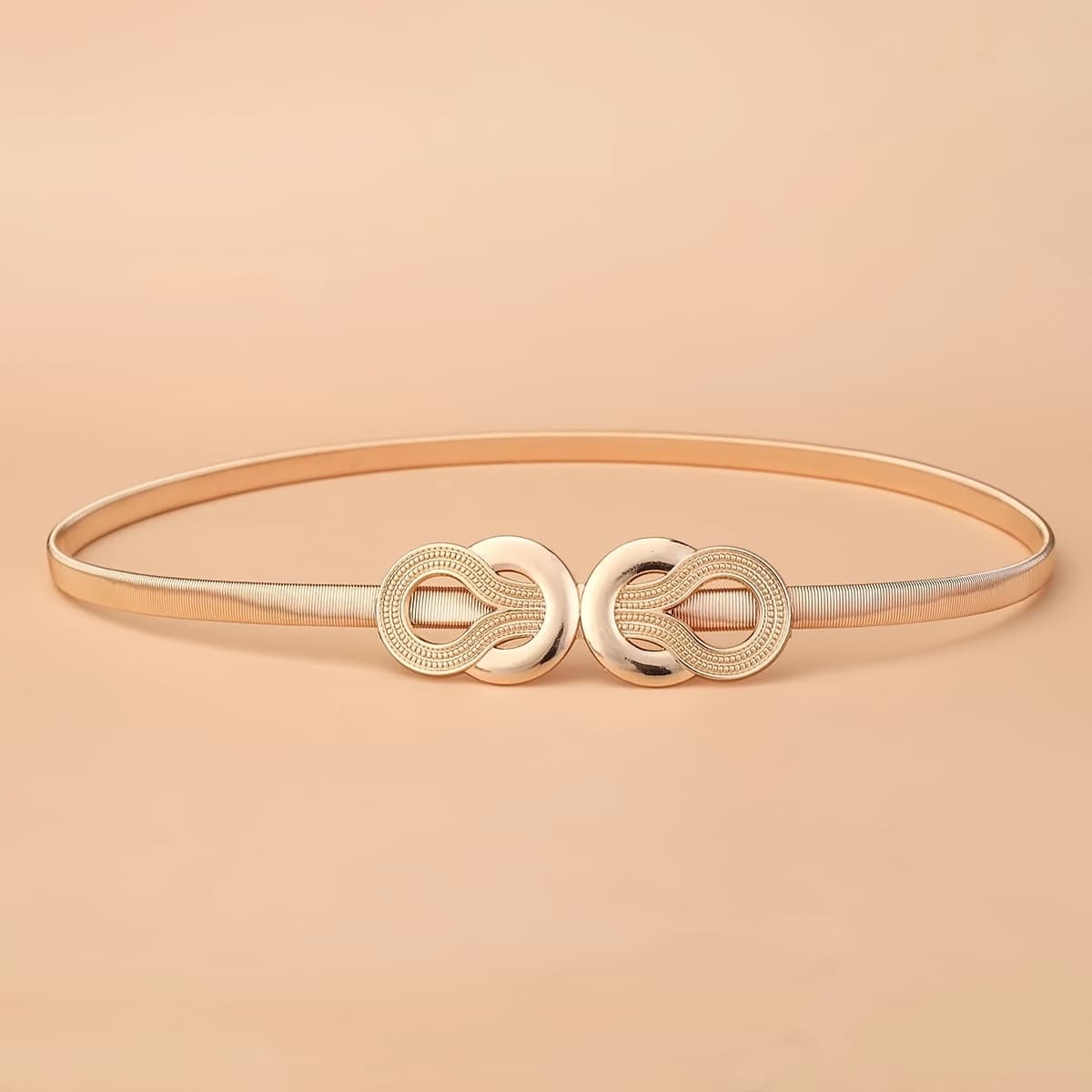 TEMU New Summer Metal Elastic Belt Women's Fine Golden Silvery Belt Chain With Dress Dress Decoration Spring Chain Belt Versatile