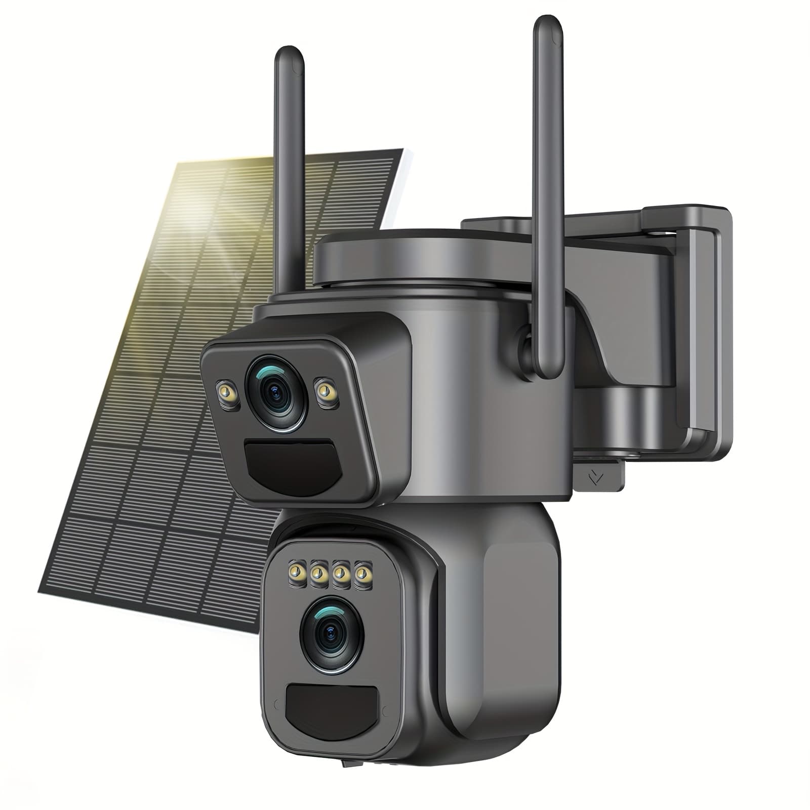 TEMU Ip66 Waterproof [10x Zoom] 360-degree Low-power Cctv Solar Panel Battery 2k Wifi Camera With Spotlight Alarm, Motion Detection, Color Night Vision, Audio