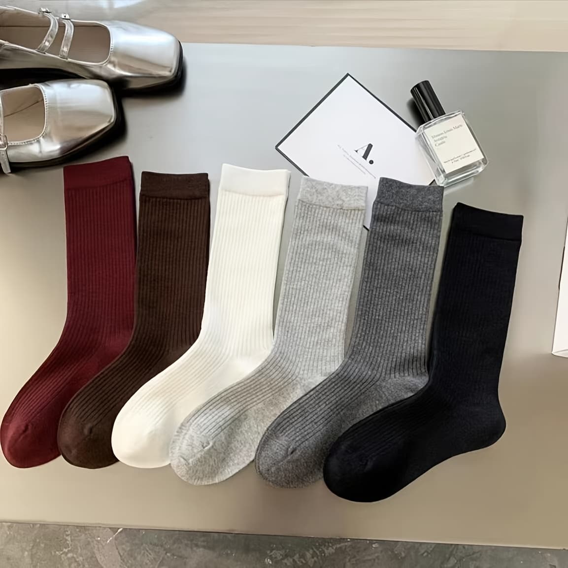 TEMU 6-pair Random Color Versatile Japanese/korean Style Autumn/winter Soft And Comfortable Angora Red Casual Mid-calf Slouchy Socks