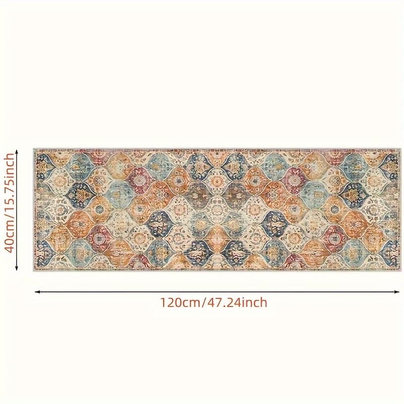 TEMU 1pc, Vintage Bohemian Pattern Mat, Kitchen Mat, Outdoor Rugs, Entryway Doormat, Bathroom Mat, Pet Feeding Pad