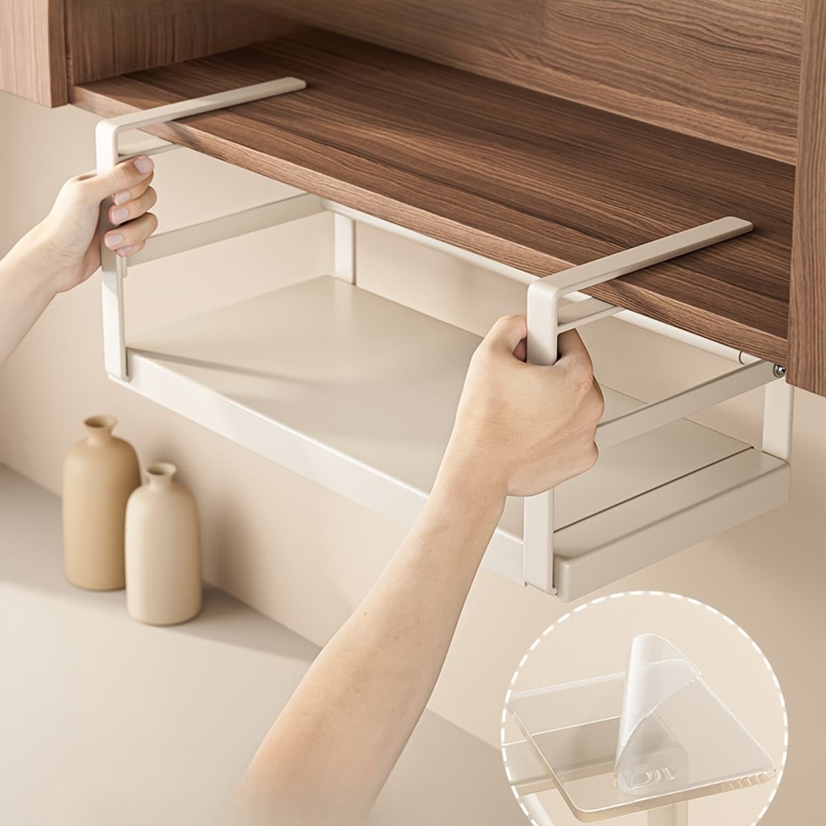 TEMU 1pc Kitchen Cabinet Storage Rack, Partition Hanging Basket Storage Rack, Wardrobe Storage Hanging Cabinet Cabinet Hanging Rack Organizer, Can Store Seasoning Bottles, Dishes, Local Warehouse,