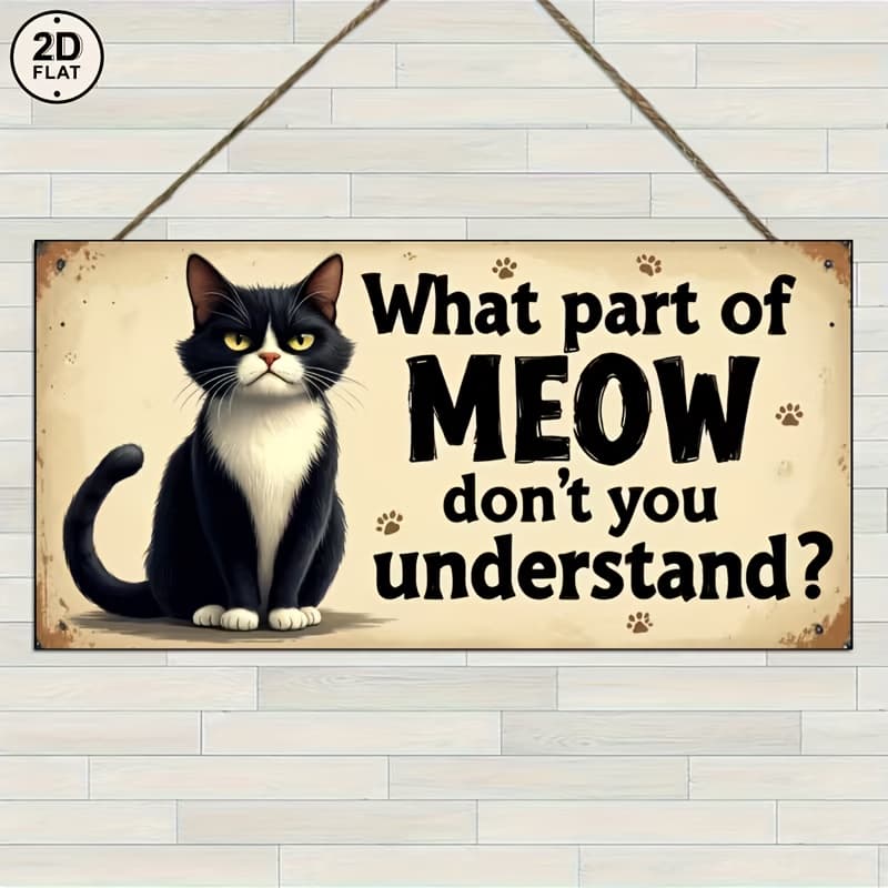 TEMU 2d Flat - Decorative Sign & Plaque, A Fun Wooden Wall Decoration Featuring A Cat, Suitable For Rustic Homes, Rooms, Gardens, And Indoor Or Outdoor Decor, Making It An Ideal Holiday Gift