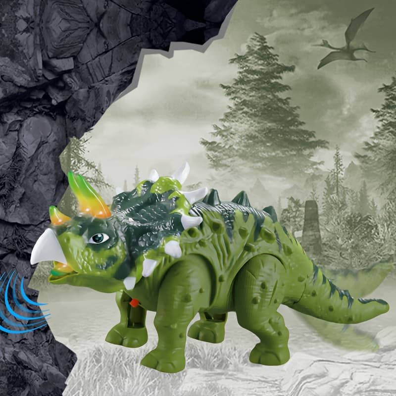 TEMU Toys For Children Featuring A Triceratops Dinosaur That On Its Own, Lights Up, And Roaring Sounds, Perfect For Halloween, Surprise Birthday Celebrations, And Christmas Gifts For Boys And Girls