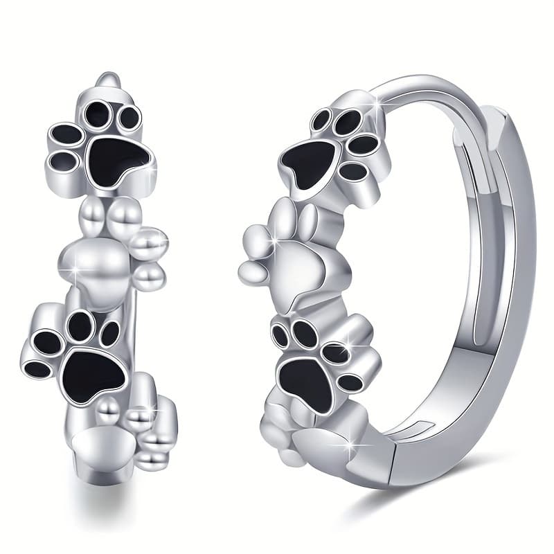 TEMU Circle Earrings, Cat Paw Print Hoop Earrings For Women, Party And Daily Wear Unique Earrings