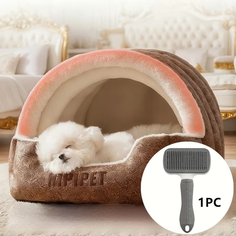 TEMU Self-cleaning Pet Comb For Easy Hair Removal. Curved Needle Tooth Design, Massage, Designed For Cats And Dogs, Floating Hair