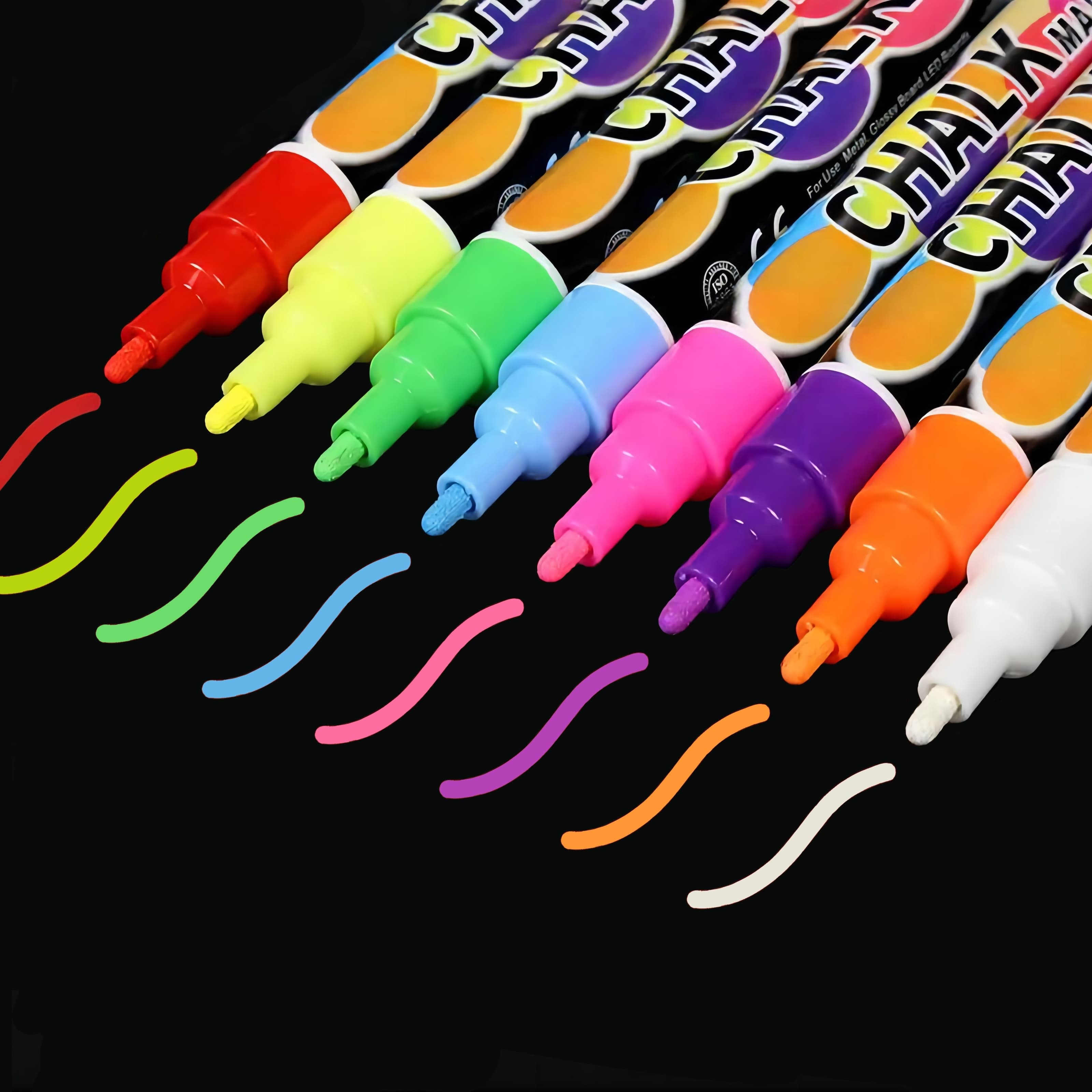 TEMU Chalk Markers - 8 Vibrant, Erasable, Non-toxic, Water-based, Reversible Tips, Chalkboard Markers For Businesses, Restaurants, Liquid Chalk Markers (6mm)