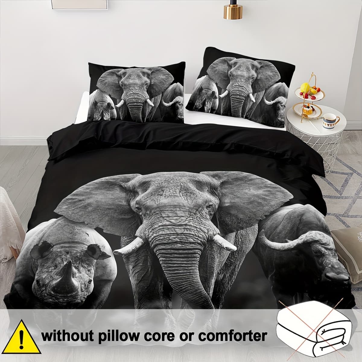 TEMU 2/3pcs, Soft And Comfortable Elephant Down Quilt Cover, Elephant Bedding Set, Animal Pattern Bedding Set, 3d Elephant Double Bedding Set (1* Down Quilt Cover + 1/2* Pillowcase, Without Core)
