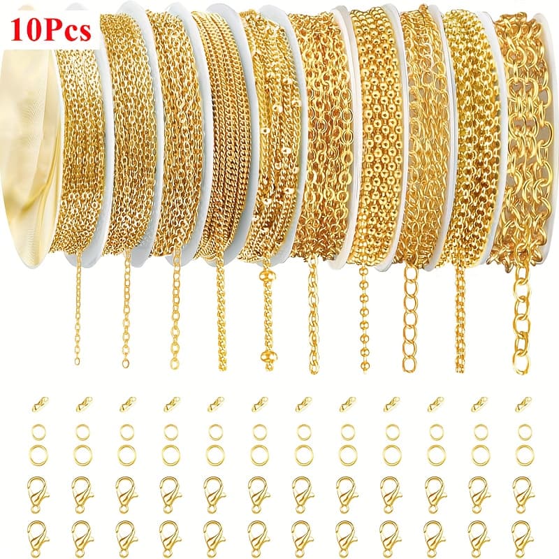 TEMU 10 Roll Stainless Steel (75 Feet Long) For Diy Necklace Bracelet And Other Accessories Including Jump Loop Lobster And Connection