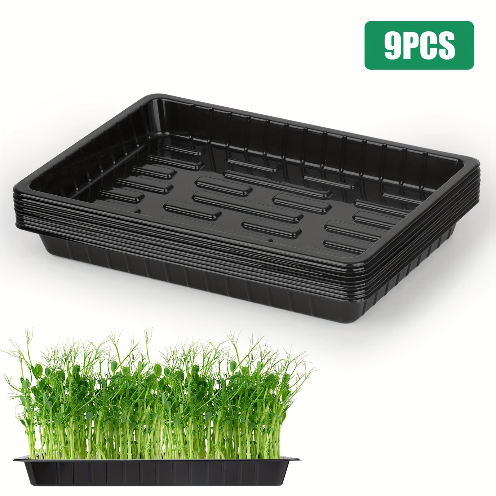 TEMU 9pcs Plant Growing Trays, Plastic Portable Seedling Tray For Garden And Greenhouse Use, Seed Starter Pots For Growing Fruits, Vegetables, And