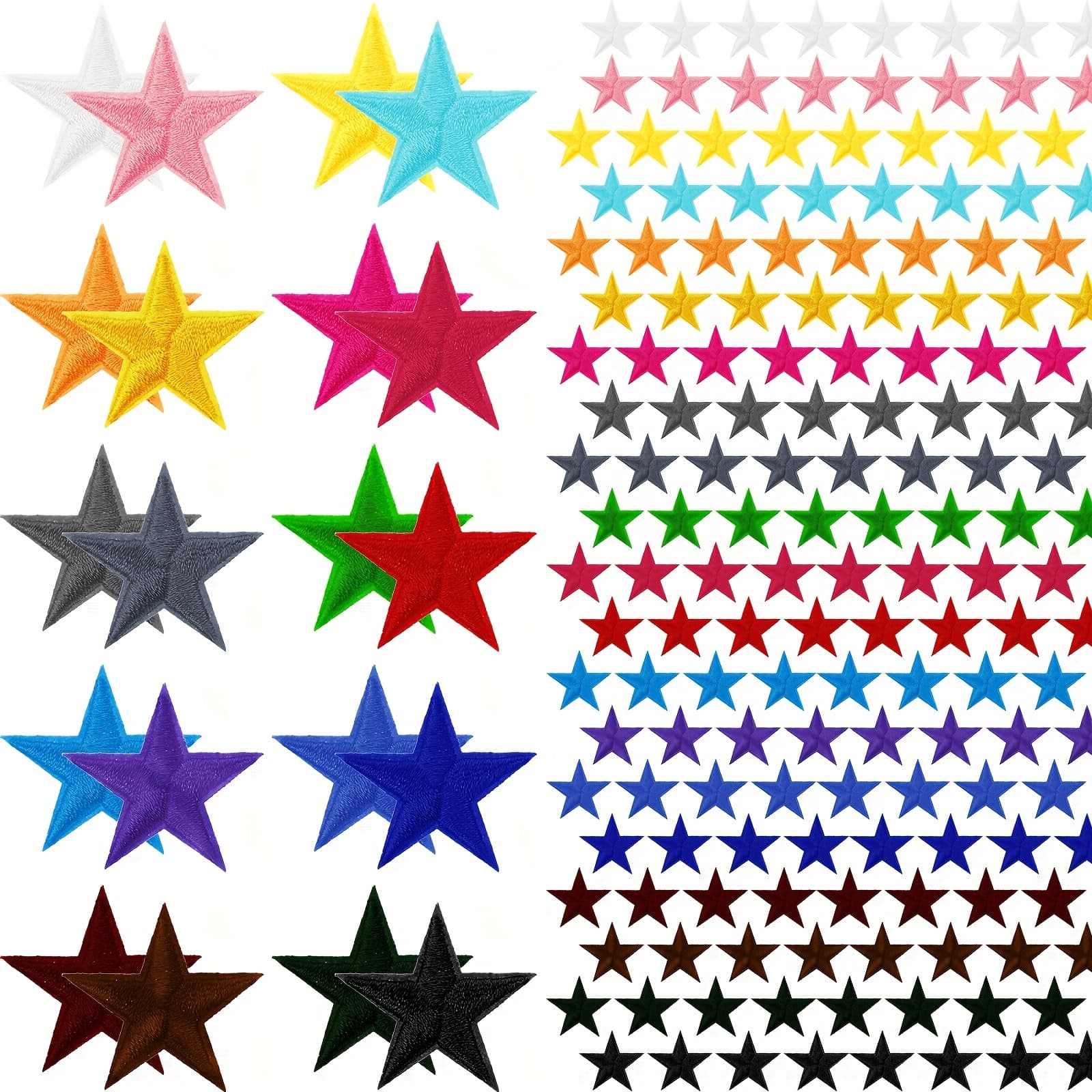 TEMU 80pcs Of Star-shaped Iron-on Patches, Featuring 5-star Embroidered Designs, Suitable For Sewing Bags, Hats, Jackets, And Other Clothing For Decorative Purposes In Crafts
