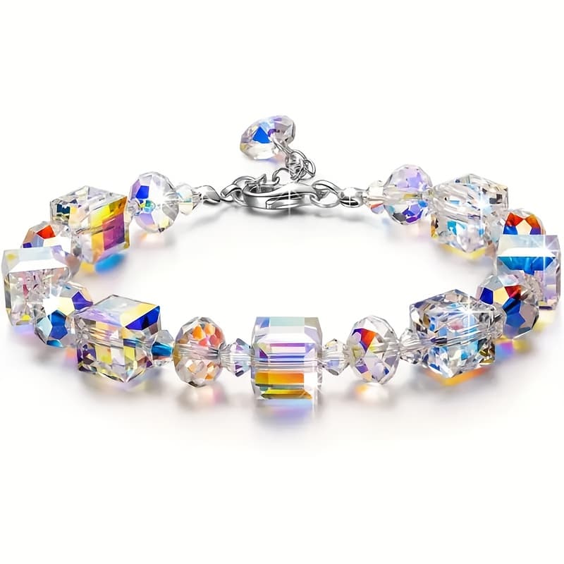 TEMU Elegant Bohemian Style Romantic Ladies' Adjustable Bracelet, Northern Lights Artificial Crystal Bracelet - The For , Birthdays, And Anniversaries