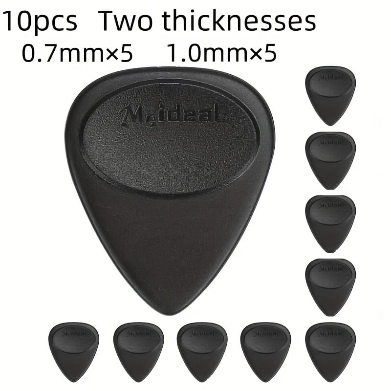 TEMU 10-pack Non-slip Guitar Picks - Suitable For Acoustic Guitar, Electric Guitar, , Ukulele, Black, 2 Thicknesses - 0.7mm + 1.0mm