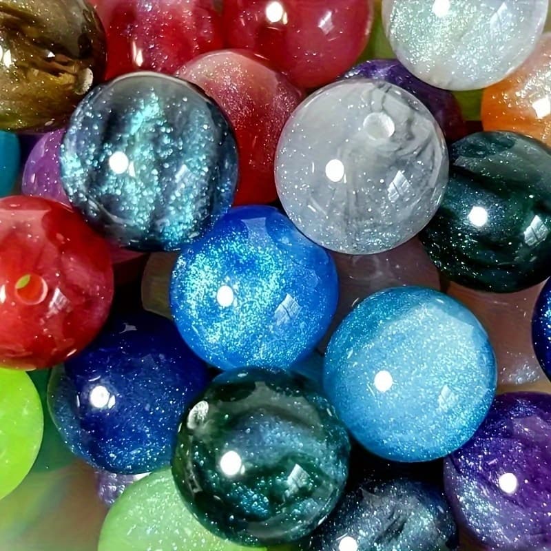 TEMU 20pcs New High-quality Large Size 16mm/0.63in Multicolor Starry Sky Resin Beads, Transparent Sparkle Effect For , Pen Accessories, Crafts - Art Supplies, Diy Beads, Jewelry Making. .