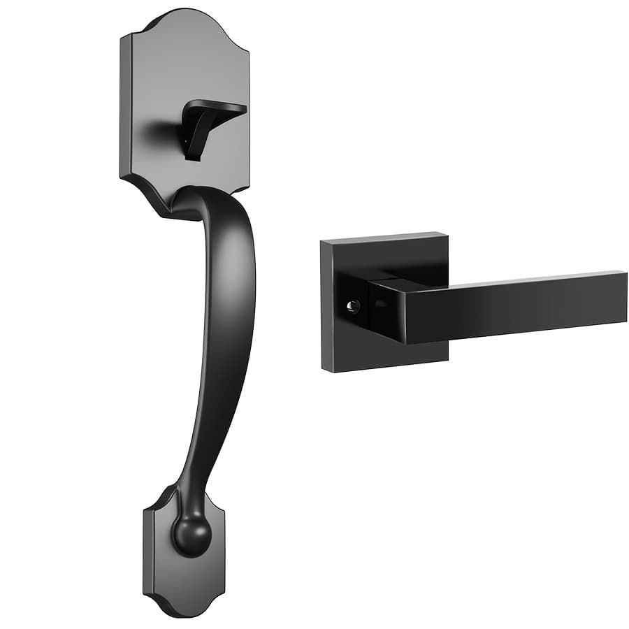TEMU Black Front Door Handle, Entry Door Handle And Reversible Handle Lever, Matte Black Front Door Entry Handleset, Entry Way Door Handle