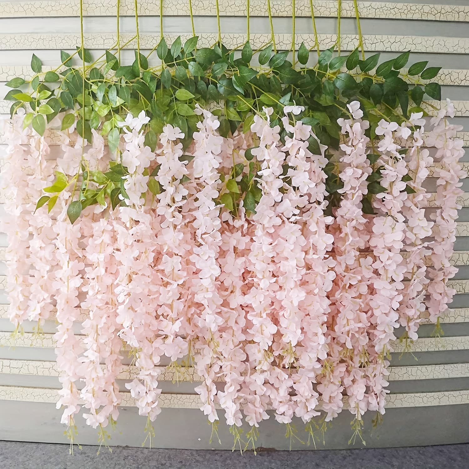 TEMU 24pcs Artificial Wisteria Hanging Flowers, Wisteria Artificial Flower Fake Wisteria Vine Long Hanging Bush Garland Flowers String Decorate Home Party Wedding Decor