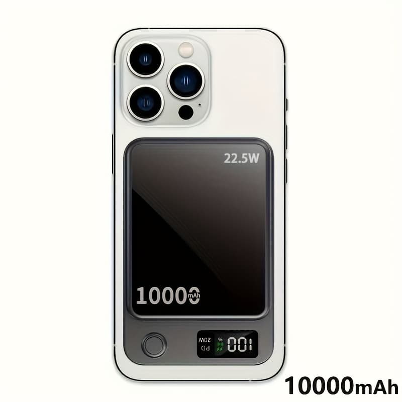 TEMU Magnetic Portable Wireless Charger, 10000mah 22.5w Usb-c Fast Charging Mobile Power For Iphone 16/15/14/13/12 Full Series And Phone Charging Led Display