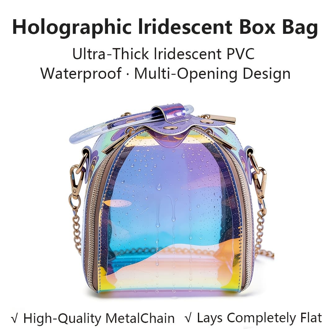 TEMU ' Laser-themed Pvc Handbag/shoulder Bag With Adjustable Strap - Zipper Closure, Machine-washable, Laser-shaped Design For, Parties & Everyday Use - Cute Gift For (casual Purse)