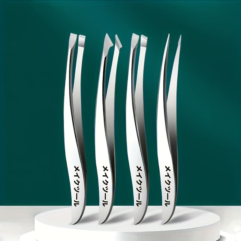 TEMU Set Of Professional Stainless Steel Tweezers Featuring A Precise Banana , Ideal For Removing Hair From Eyebrows, Nose, And Face, As Well As For Grooming Beards And Mustaches Without Any Scent