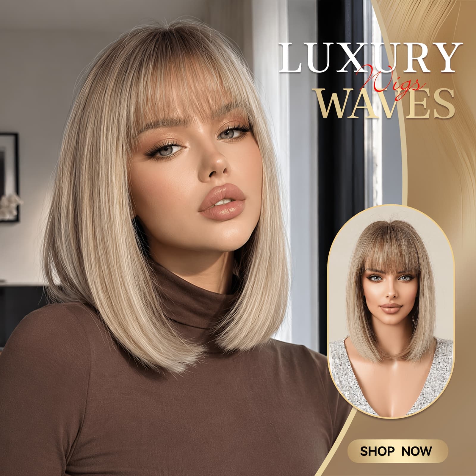 TEMU 16 Inch Short Straight Bob Wig For Women - -looking Synthetic Hair With Net, Comfortable & Low-maintenance For Daily Wear, Parties,, Music Festivals ()