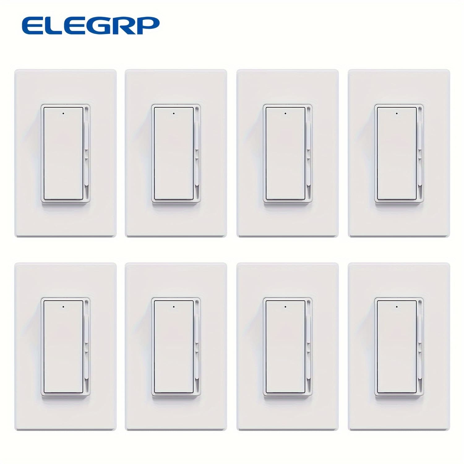 TEMU Elegrp, 4/8pcs Digital Switch For 300w Dimmable Led/cfl Lights And 600w Incandescent/halogen, Single Pole/3-way Led Slide Switch, Wall Plate Included, Matte White