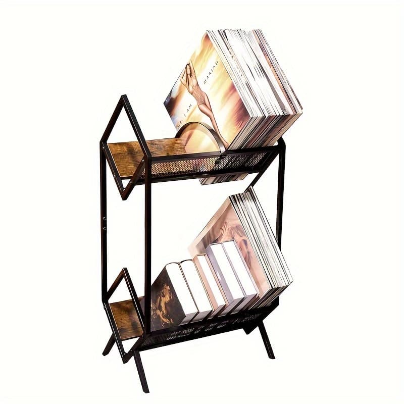 TEMU Vinyl Record Storage Rack, Can Hold Up To 160-200 Records, Metal Vinyl Record Storage Rack, Simple/functional/easy To Assemble, , Suitable For Files/books/magazines