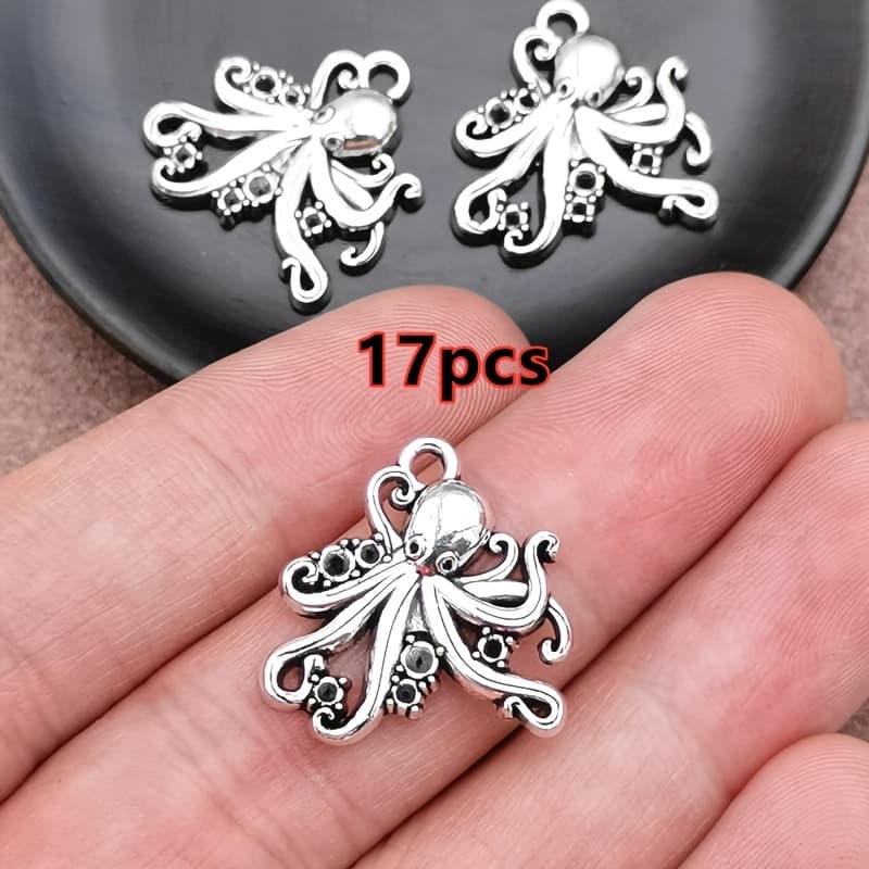 TEMU 17pcs Octopus Pendant Charms, Bohemian Style Jewelry Accessories, Handmade Making Supplies For Bracelets, Necklaces, Earrings, 21mm
