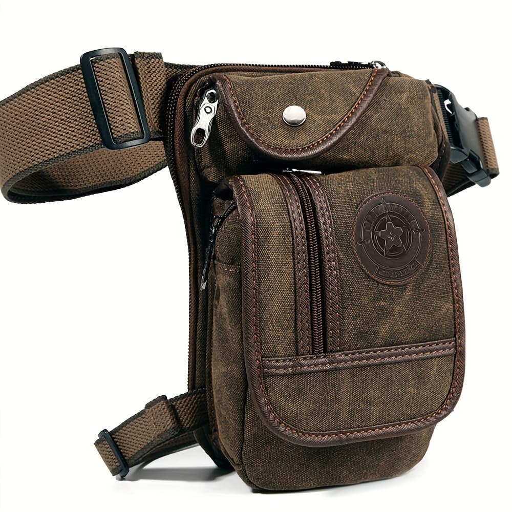 TEMU Random Badge Pattern Men' Tactical Waist Pack Outdoor Sports Leg Bag Phone Pouch Vintage Riding Men's Crossbody Chest Bag