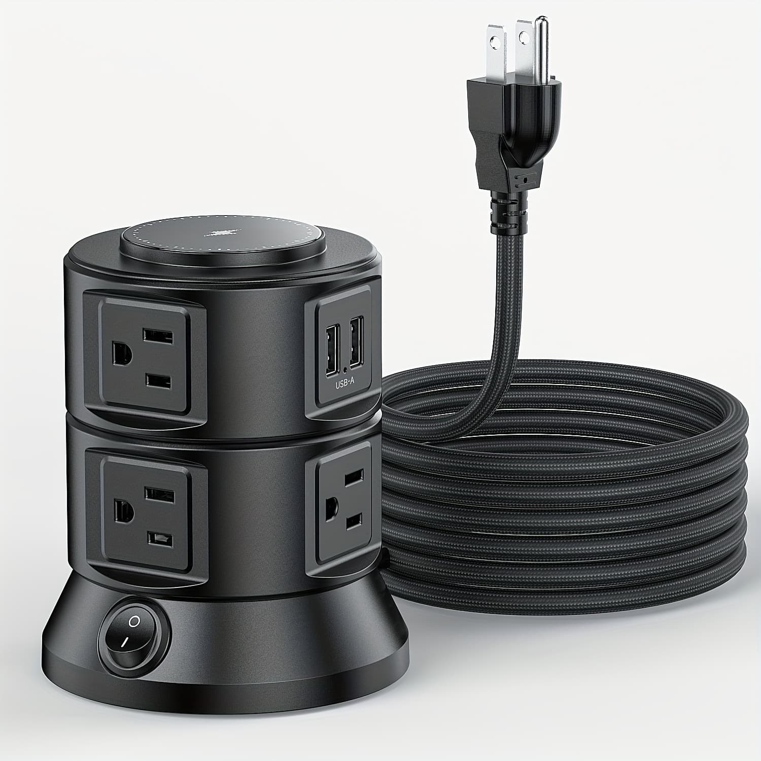 TEMU 11in 1 Power Strip Tower With 15w Wireless Charger Extension Cord And Multiple Outlets, Protector Charging Station 6 Ac Outlets 4 Usb Ports (2 Usb C) For Home Office