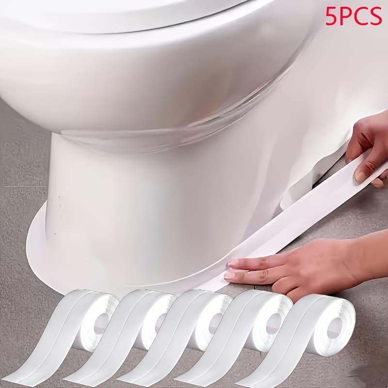 TEMU 5-roll Self-adhesive Pvc Caulking Strip, Sealing Tape, Suitable For Shower Rooms, Kitchens, Bathrooms, And Corner Decoration