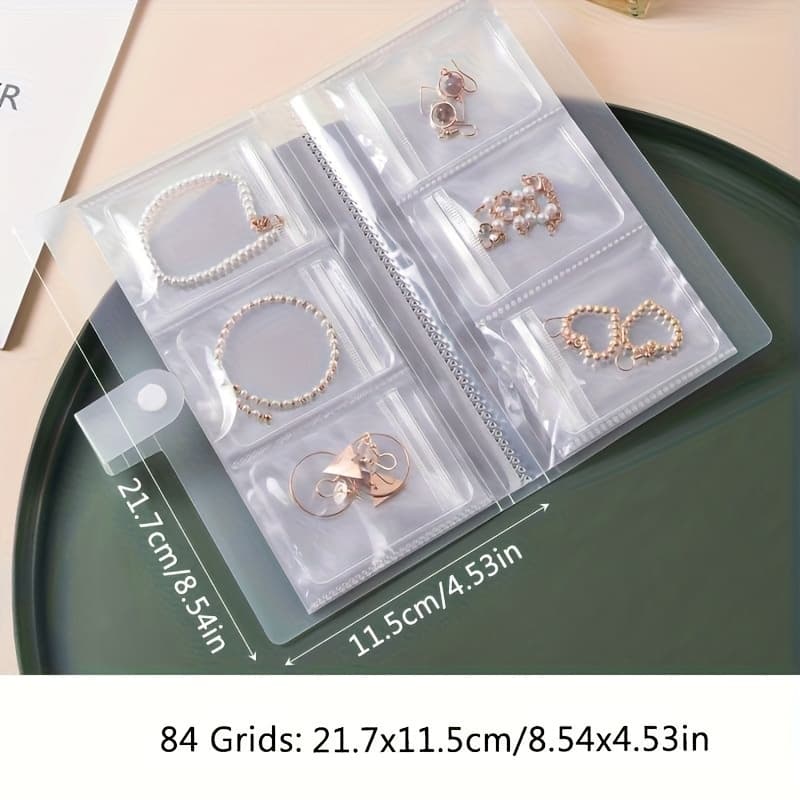 TEMU 84-grid Notebook Multi-use Portable Plastic Storage Album, , Collection, Earrings, Rings, Necklaces - Zipper-sealed Bag, High-capacity Display Box, For Jewelry Storage, Jewelry Rolls