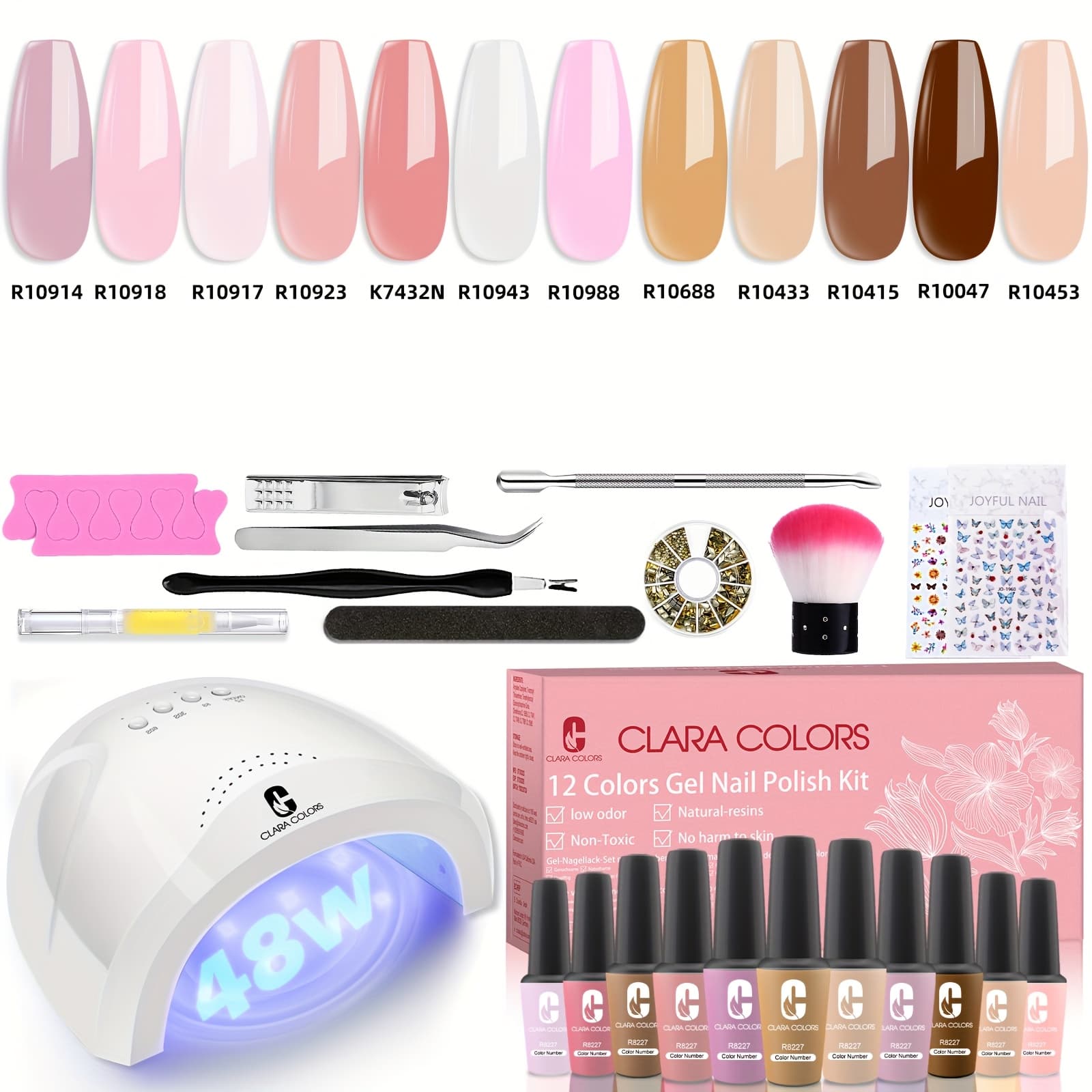 TEMU Colors Gel Nail Polish Set With Uv Light - 12 Colors Nude Polish Set With All In Nail Kit Starter Kit With Tools