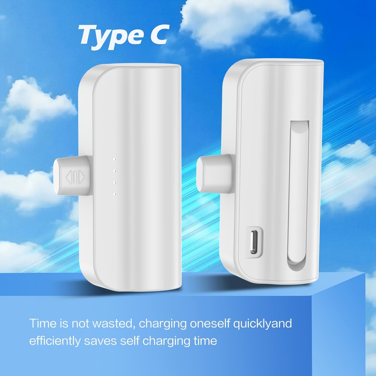 TEMU 22.5w Fast Charging, 4500mah Mini Portable Charger, Usb- Power, Universal , Usb Type-c, Mode, Rechargeable Lithium Polymer Battery, For Iphone 16/15 Series And Devices