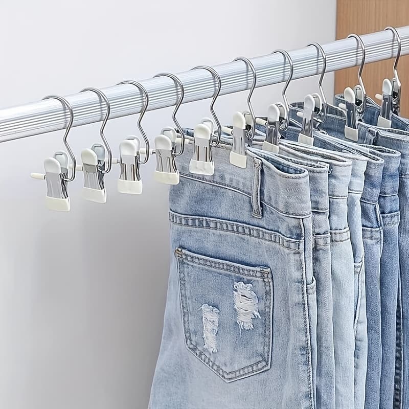 TEMU Set Of 10 Versatile Hook Clips Made Of For Hanging Pants, Designed For Discreet Storage Of Clothes, Ideal For Organizing Hats, And Perfect For Closet Organization And Bedroom Additions