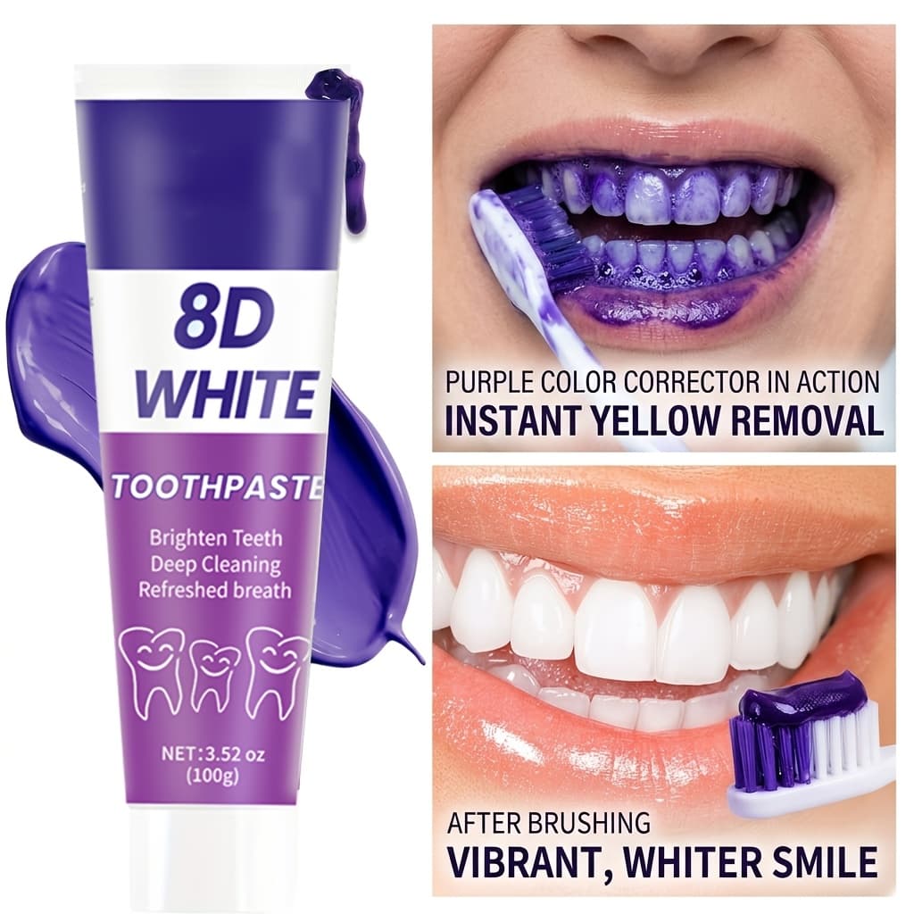 TEMU 8d Toothpaste, 10% Purple Hydroxyapatite Nano. Cleans & Brightens Smile. Mint. Gentle Formula Cares For Teeth. Ideal Gift For Women. Perfect For Home & Travel. Ships From Local Warehouse.