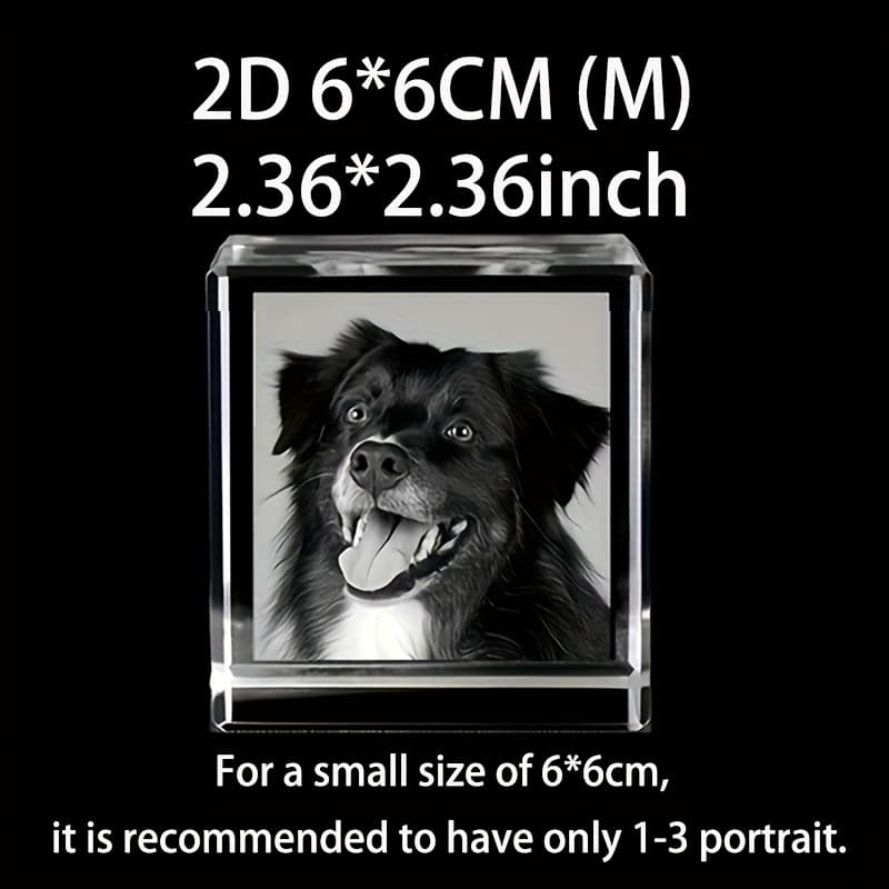 TEMU Customized Portrait , Personalized 2d Crystal Photo Cube, Pet Loss Gift, Dog Portrait Custom, Christmas, New Year, Wedding, Anniversary, Birthday, Couples Gift (no Battery, No Base)