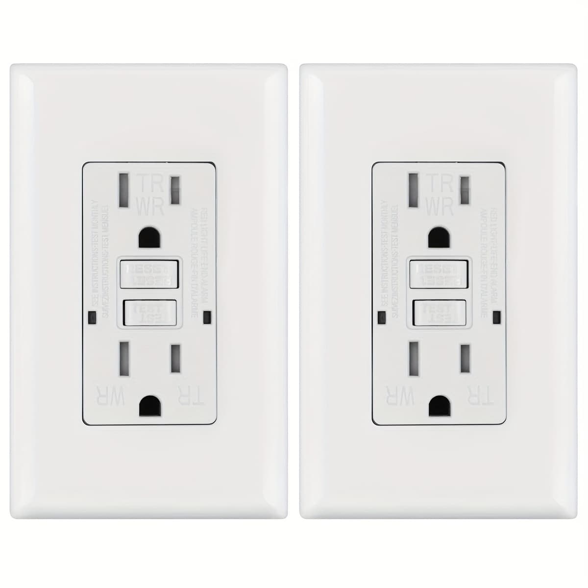 TEMU 2 Pack 15a Gfci Outlet Wr Tamper Resistant Tr Outlet Receptacle With Led Indicator, 15 Amp 125 Volt Ground Screwless Wallplate Included (gfci 15a Wr Tr)