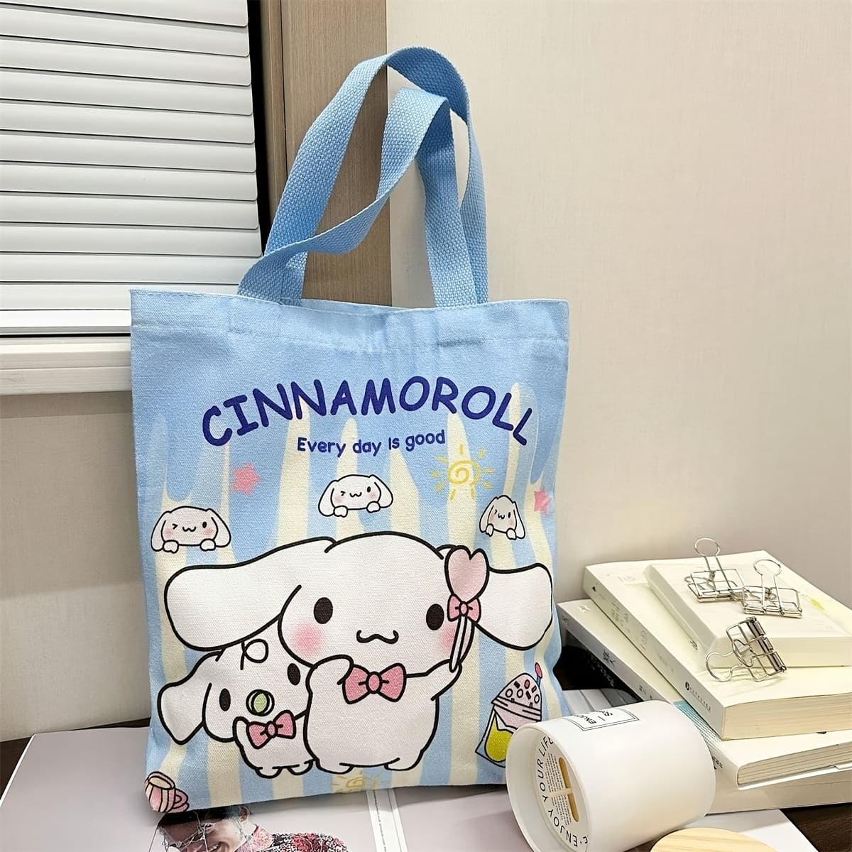 TEMU [authorized] Cartoon Handbag, Women' Large Capacity Lunch Box Bag, Handheld Bag, Cute Tutoring Bag, Tote Bag