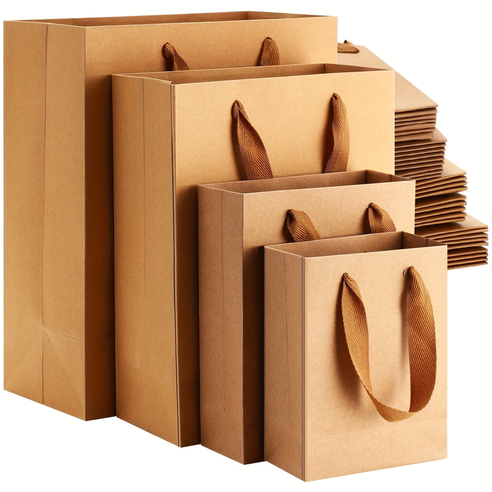 TEMU 40 Pack Gift Bags Handled Paper Bags 4 Sizes Goodie Bags With Cloth Handles Gift Wrap Bags Dessert Bags Shopping Bags Merchandise Bags For Business, Boutique, Party Favors