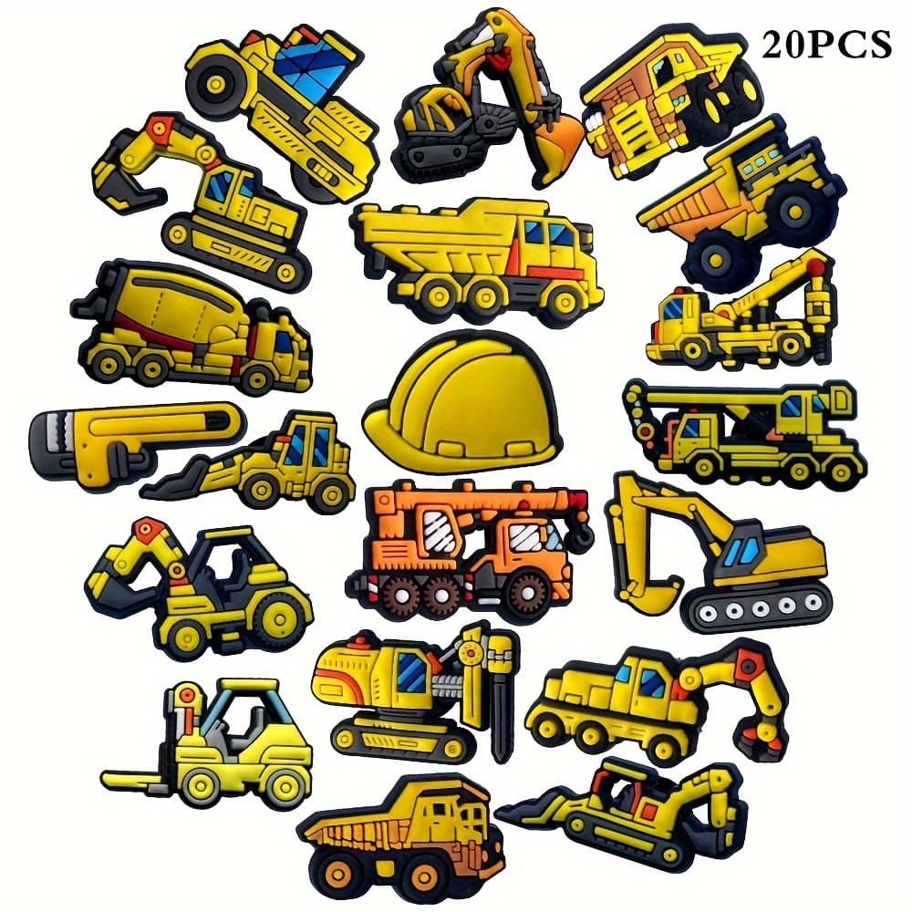 TEMU 20pcs Construction Vehicle Shoe Charms Set For & Sandals - Durable Pvc, Perfect For Party