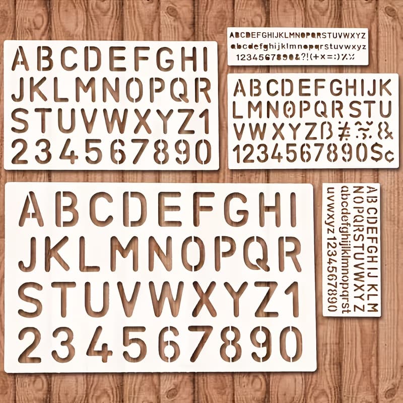 TEMU 5 Different Sized Painting Template Kits Containing Letters And Numbers, Including Numbers, Letters, Matching, Suitable For Handmade, Party, Calligraphy Creation, Reusable